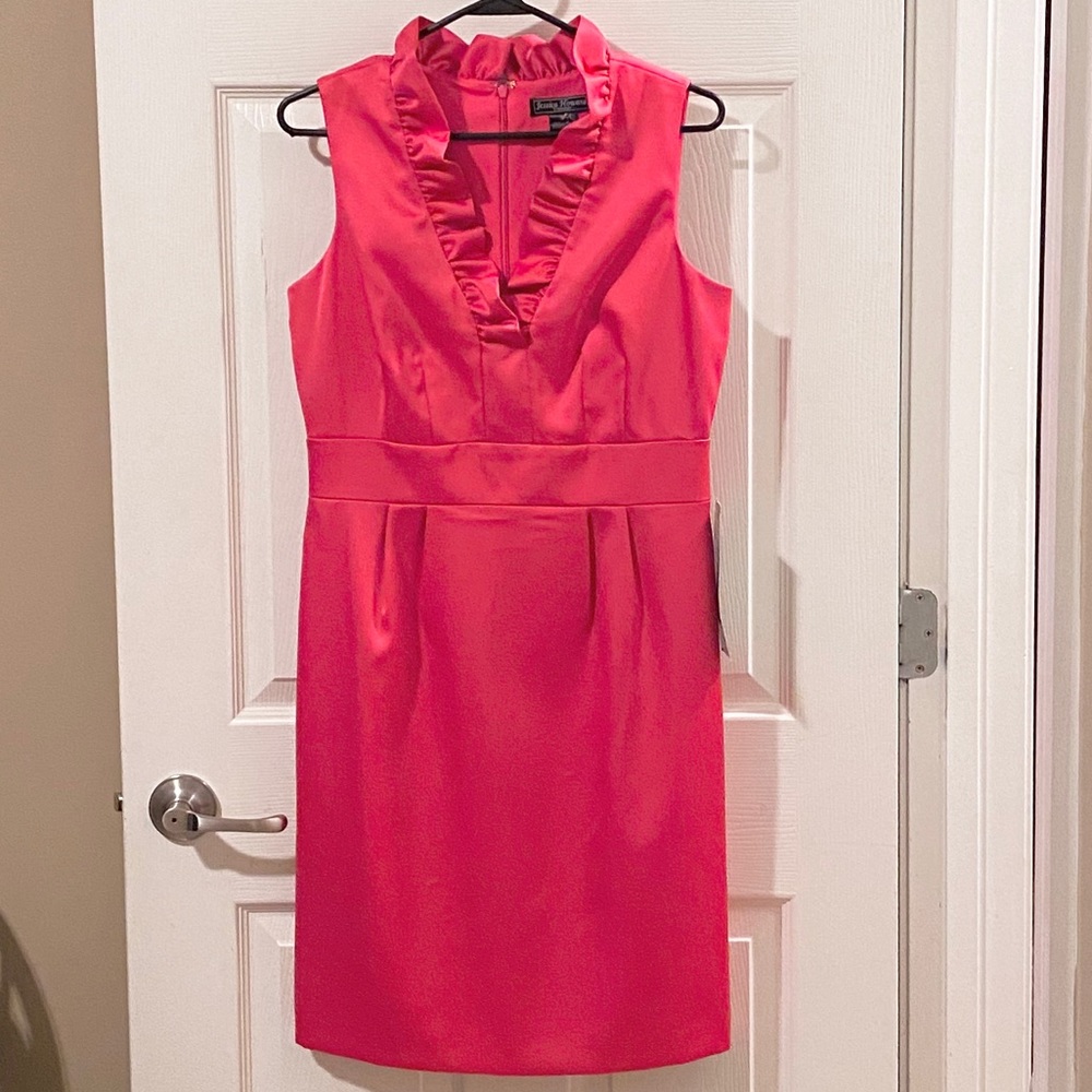 Jessica Howard Pink Ruffle Neck Evening Dress NWT